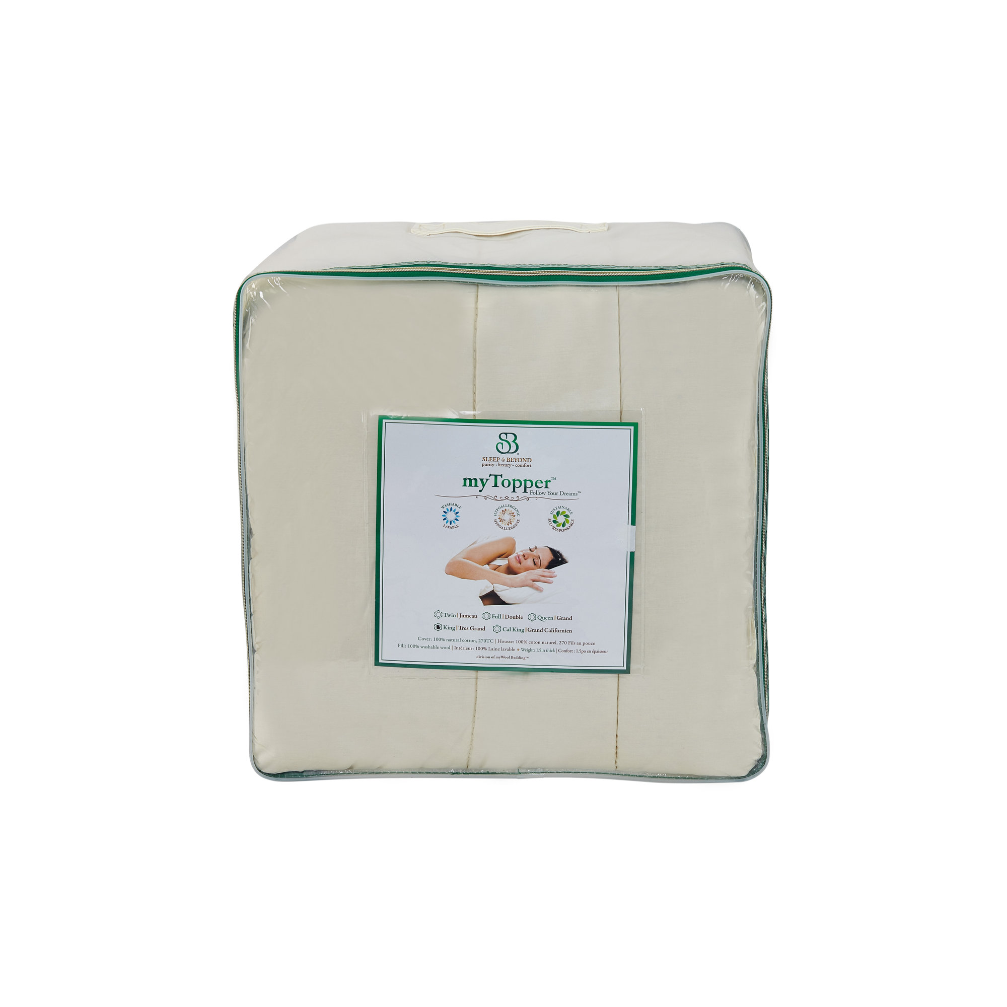 Sleep & Beyond 1.5" Washable Wool Mattress Topper & Reviews Wayfair