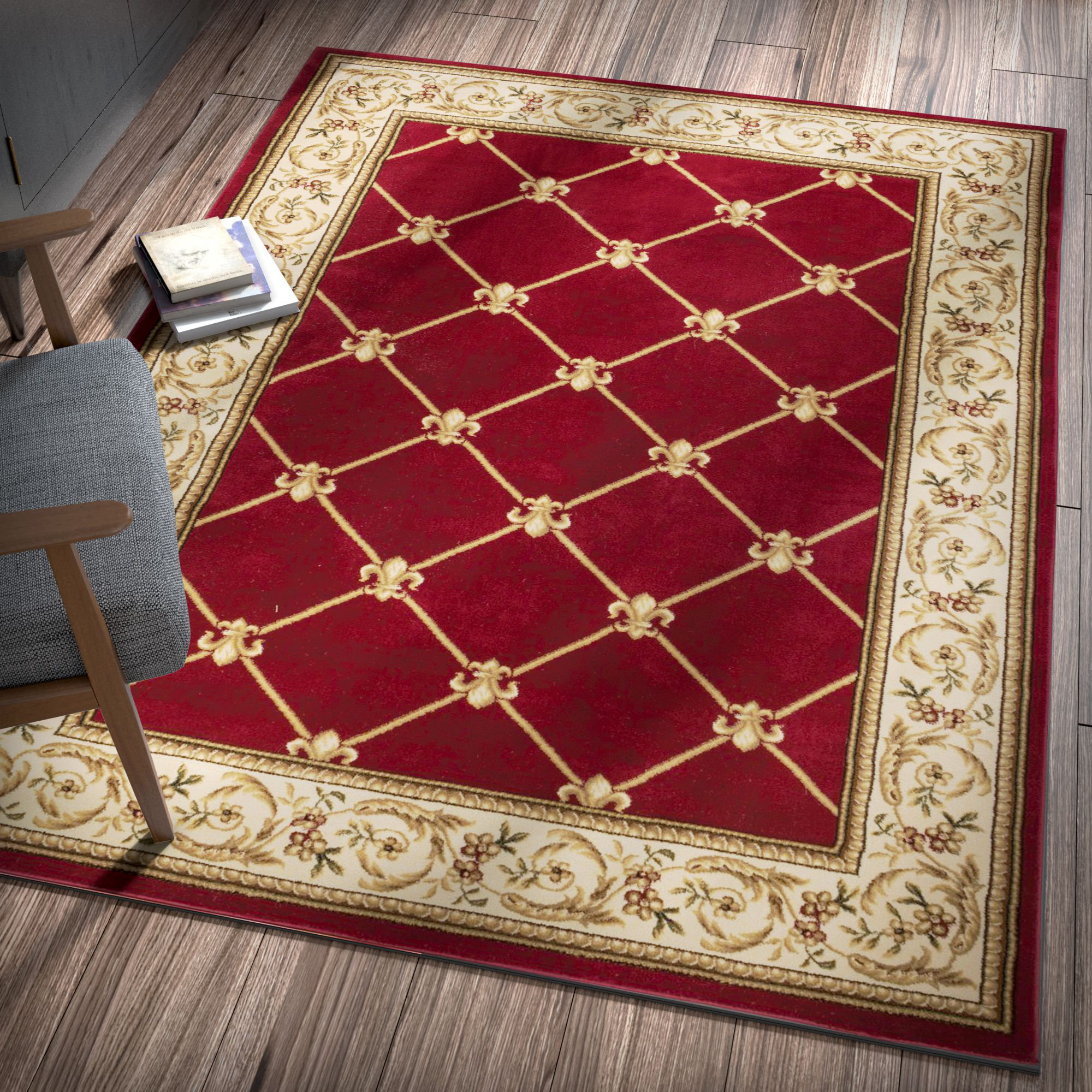 Astoria Grand Colindale Fleur De Lis Red Area Rug & Reviews Wayfair