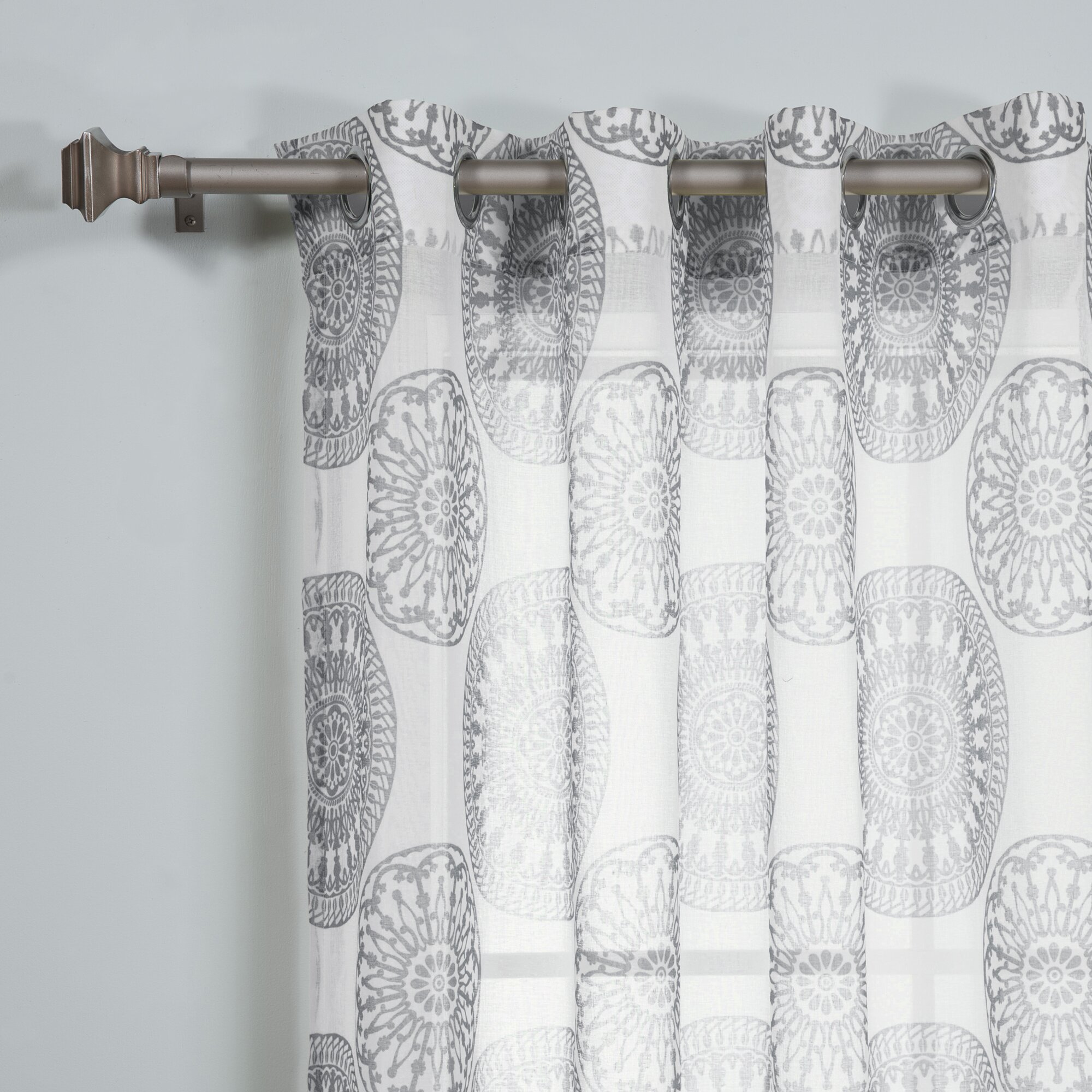 Meadowcrest Faux Damask Sheer Grommet Curtain Panels  Joss  Main