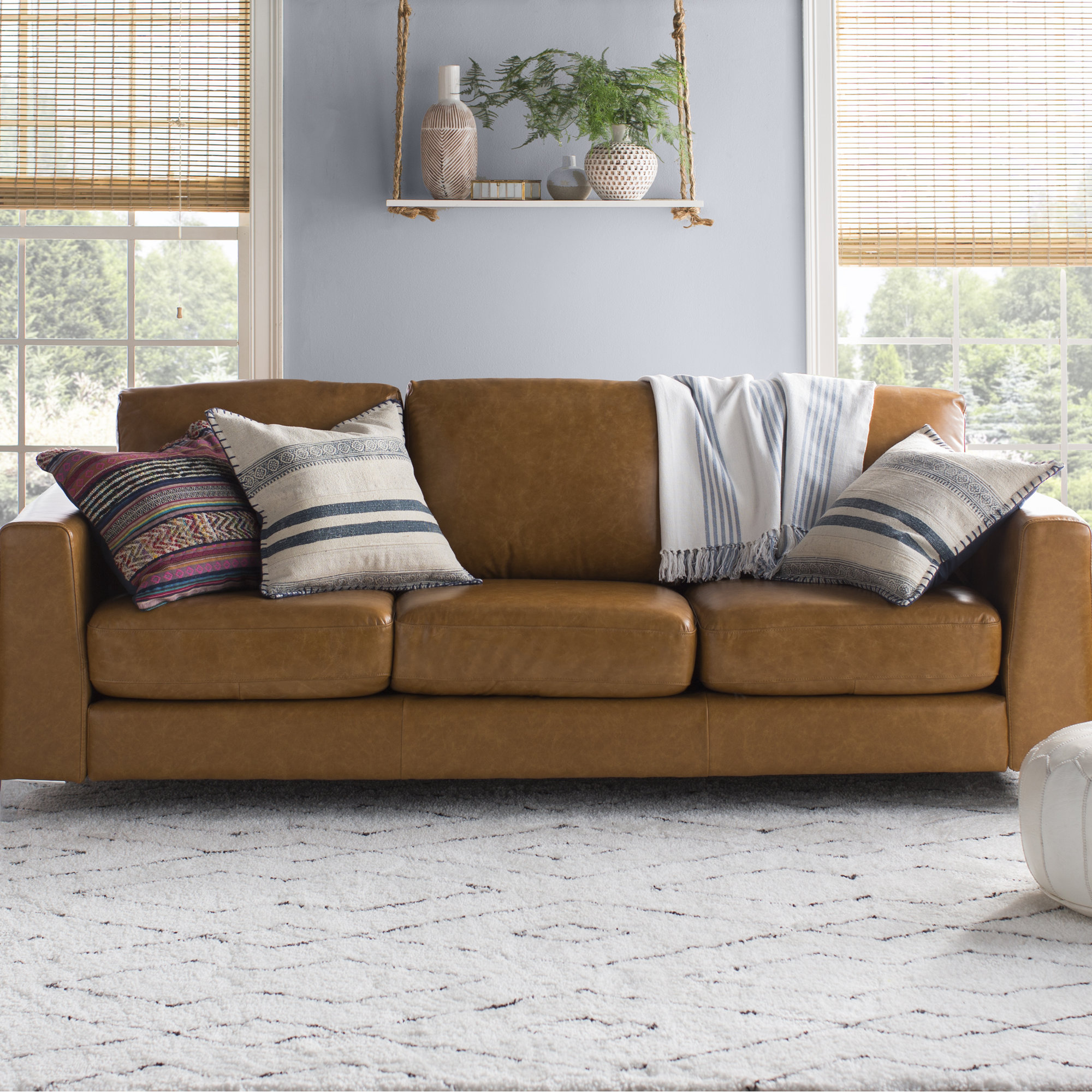 Mercury Row Shupe Leather Sofa & Reviews Wayfair