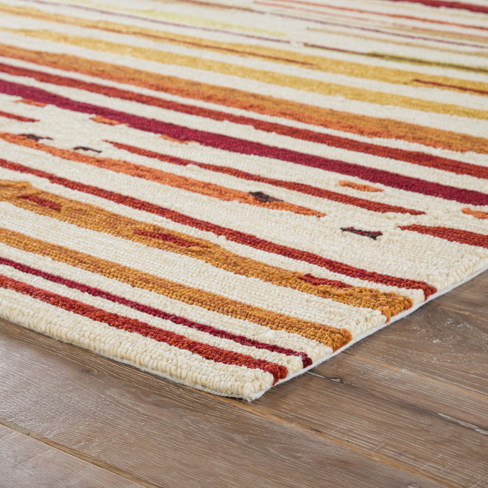 Latitude Run Angelina Red/Orange Striped Indoor/Outdoor Area Rug