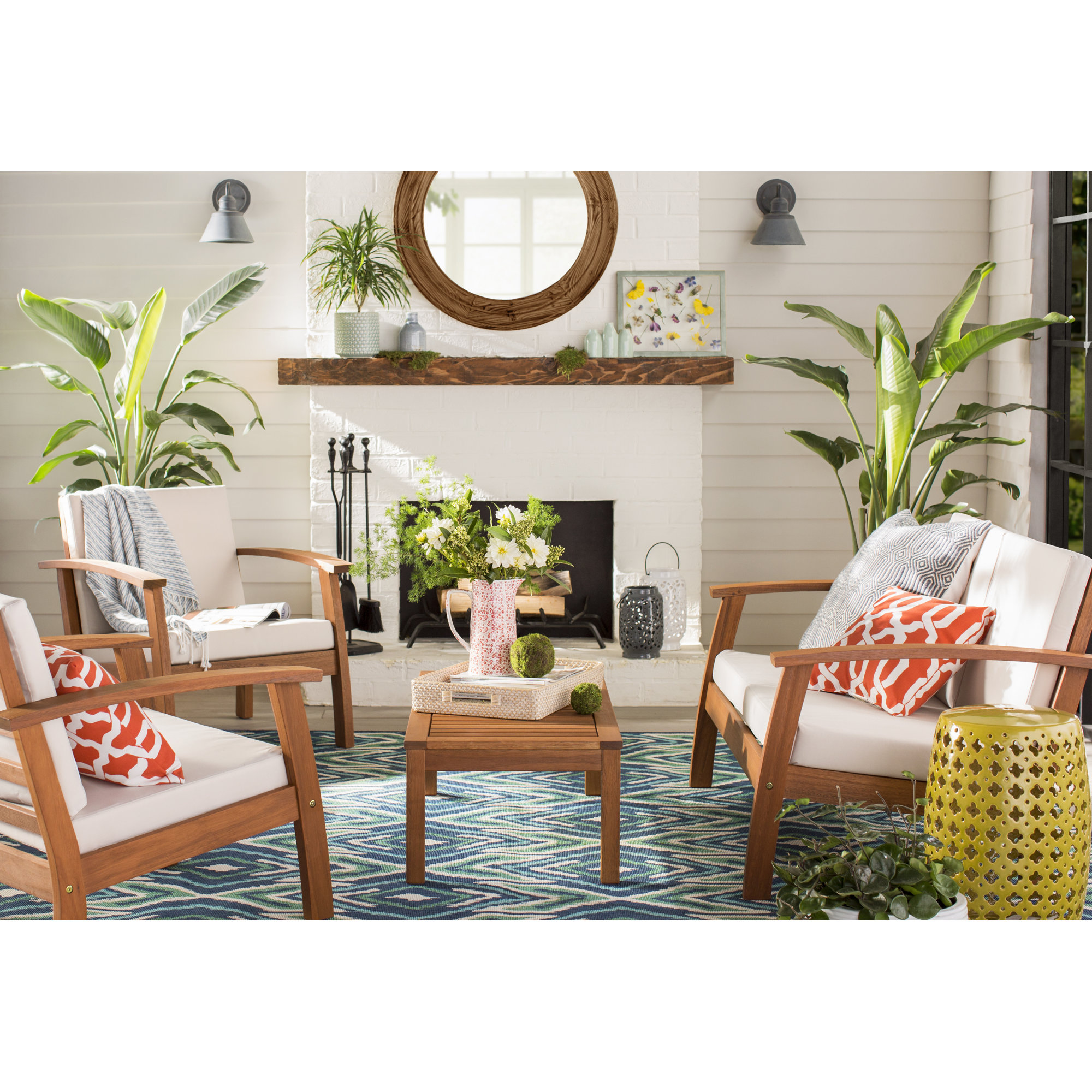 Cortlandt Navy/Green Indoor/Outdoor Area Rug & Reviews AllModern