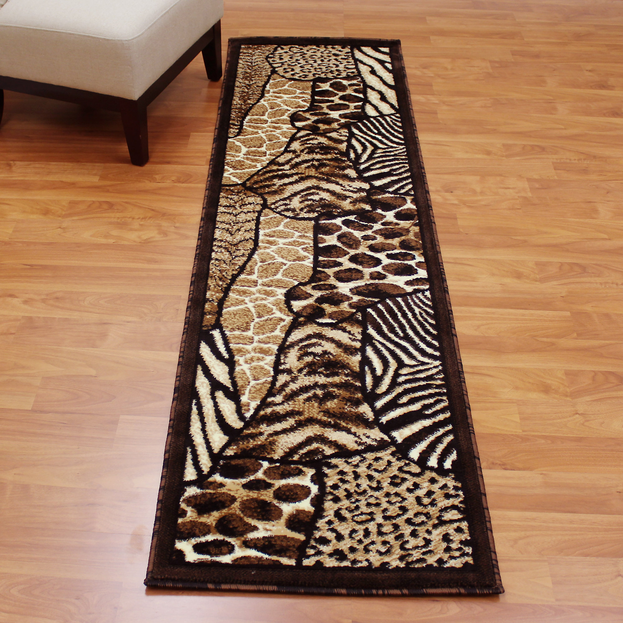 DonnieAnn Company Animal Skin Prints Patchwork Design Brown Area Rug