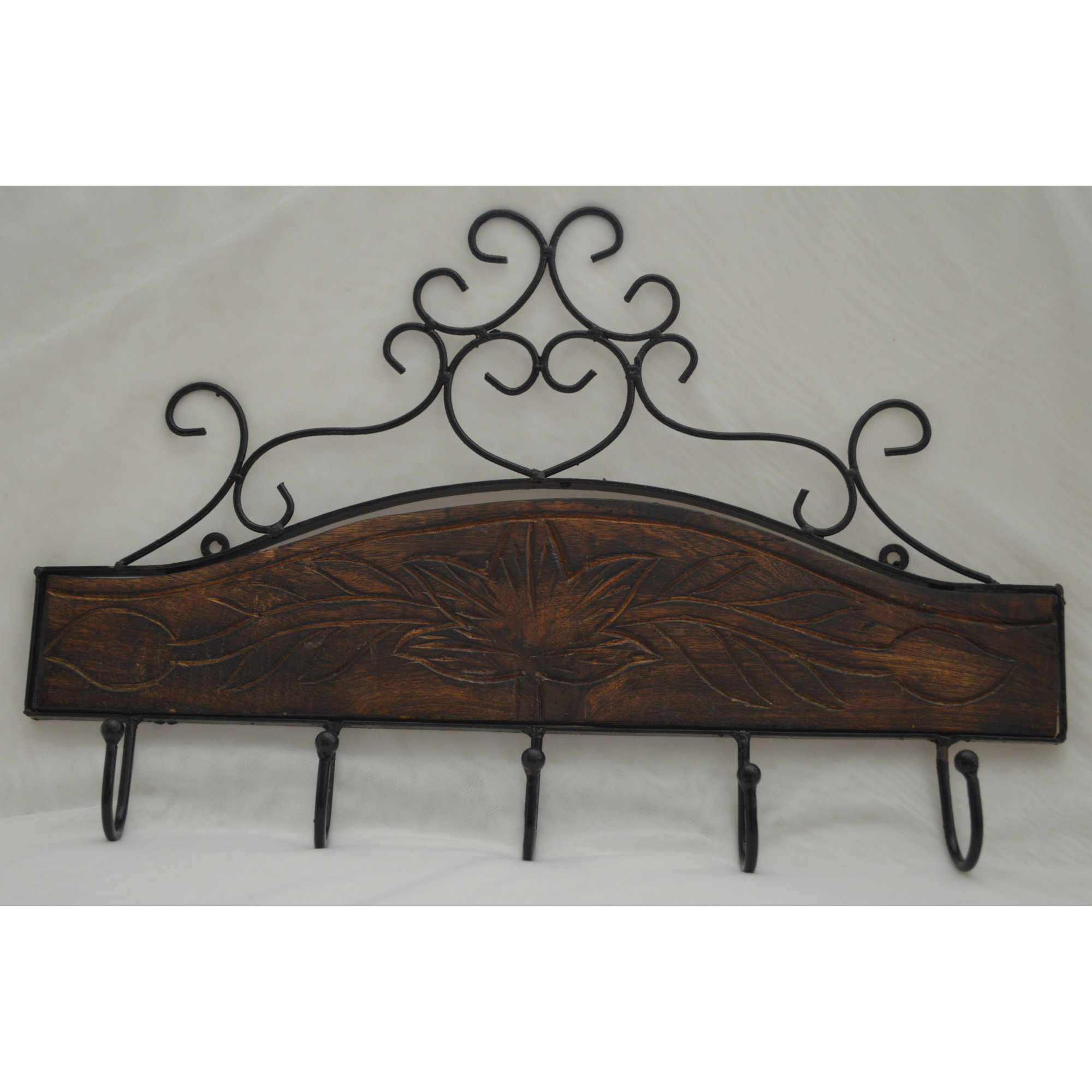 August Grove Wooden Wrought Iron Wall Mounted Coat Rack Wayfair.ca