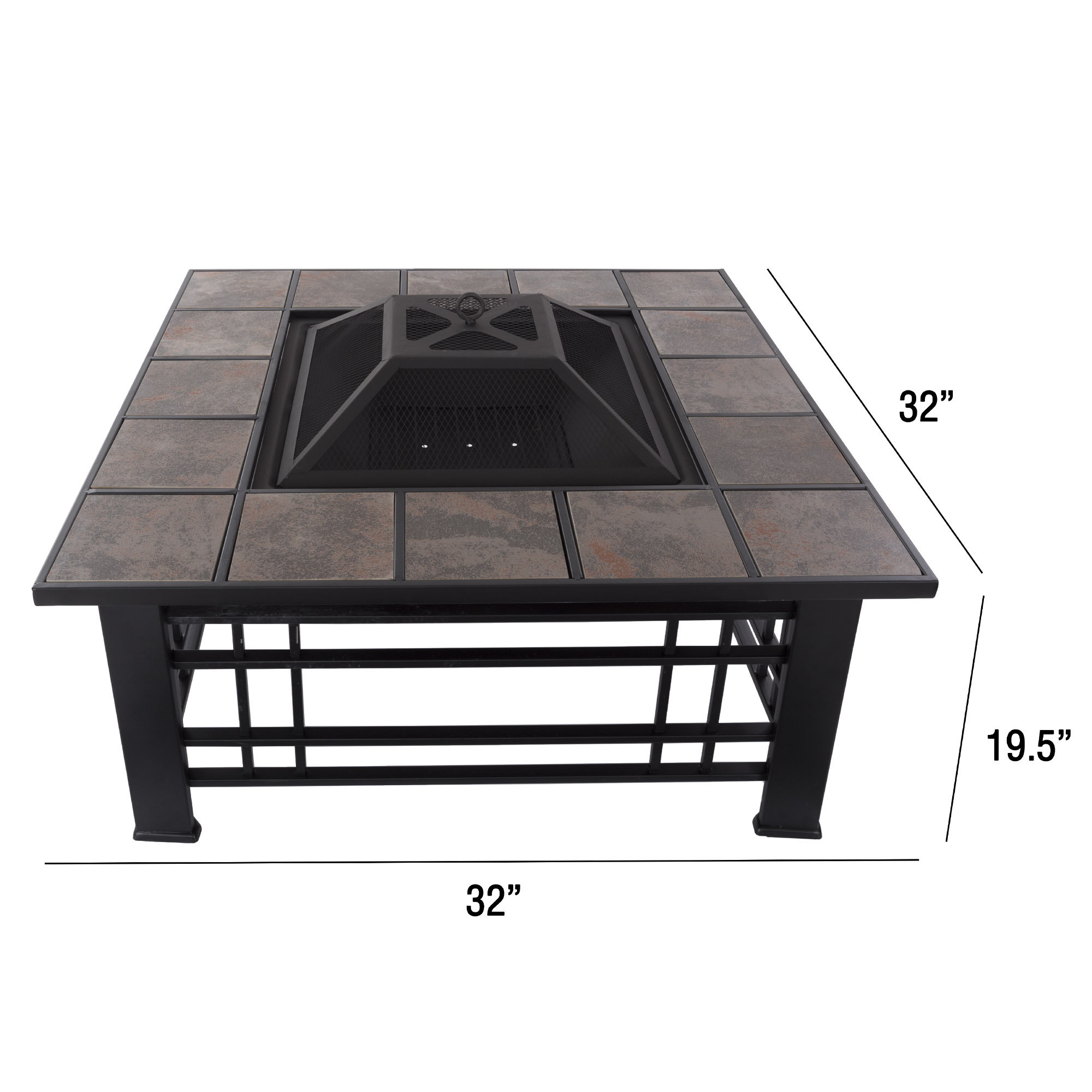 Pure Garden Square Tile Steel Wood Burning Fire Pit Table ... (2000 x 2000 Pixel)
