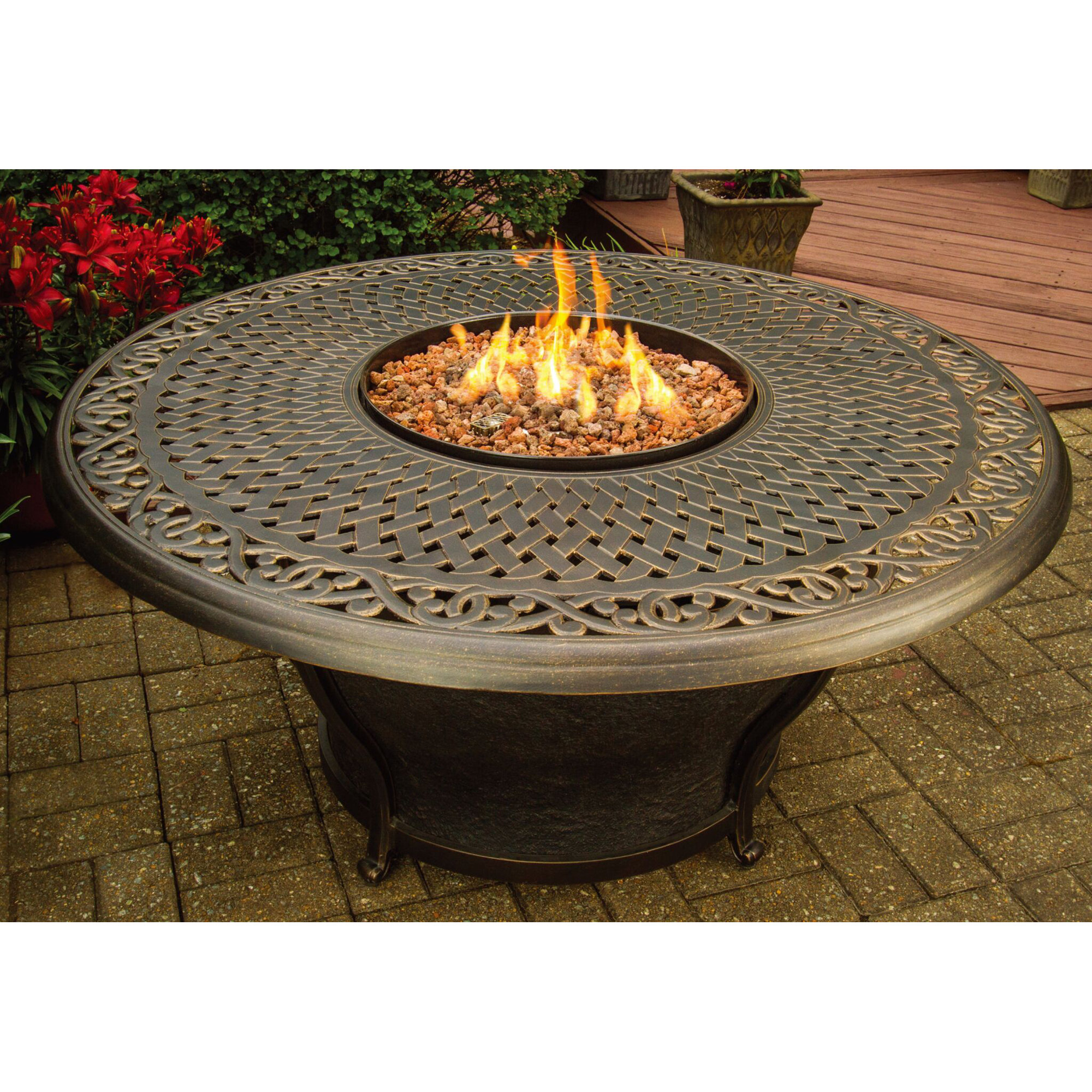 Oakland Living Charleston Round Gas Firepit Table ...