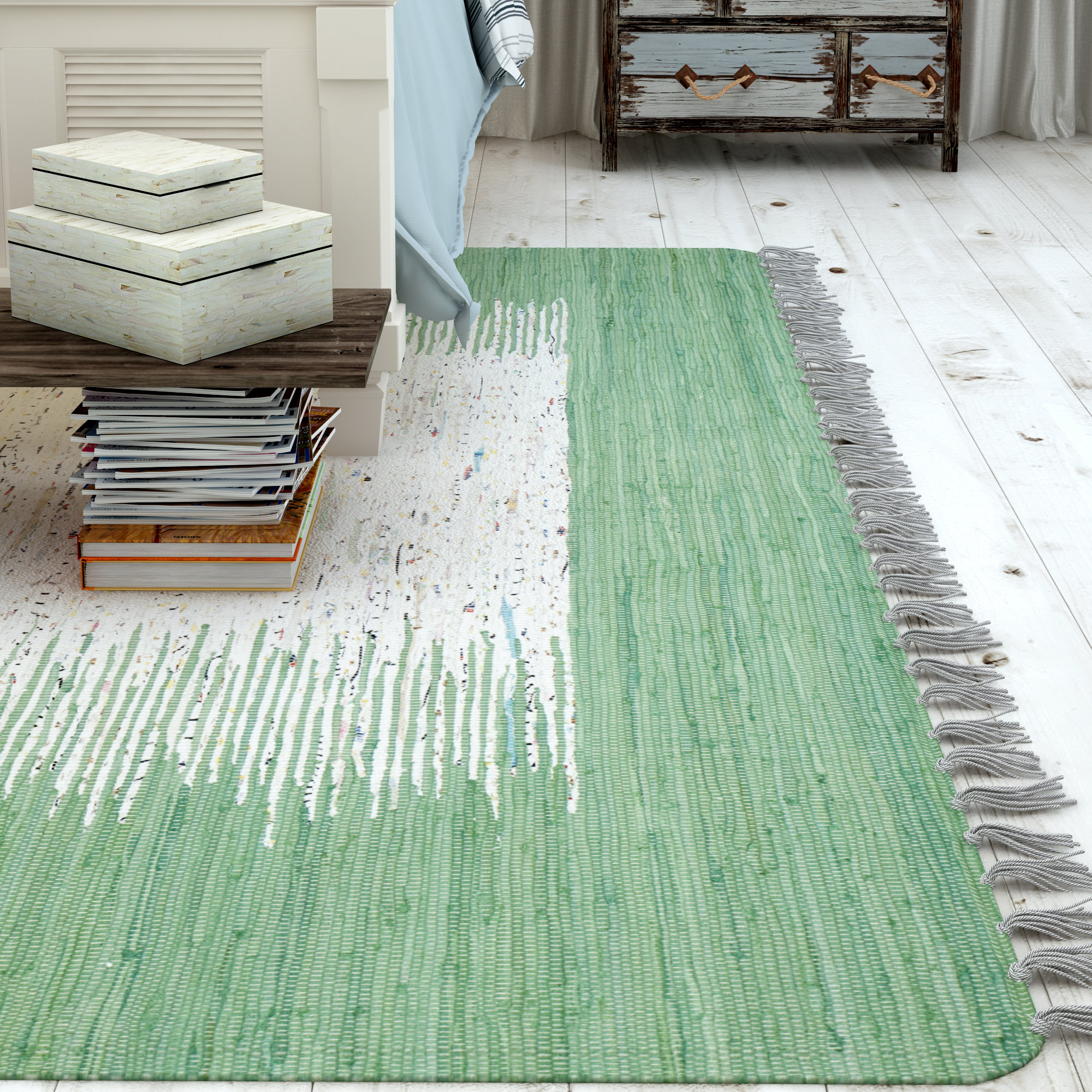 Beachcrest Home Zenobia HandWoven Ivory/Sea Green Area Rug & Reviews Wayfair