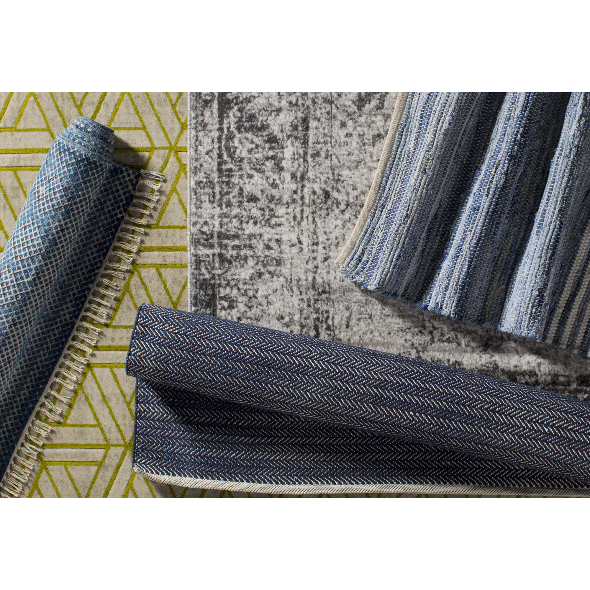 Dash and Albert Rugs Herringbone Hand Woven Blue Area Rug & Reviews