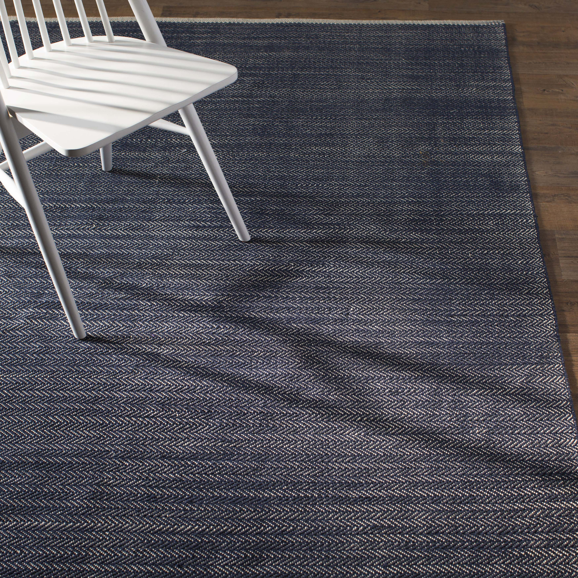 Herringbone Hand Woven Blue Area Rug & Reviews AllModern