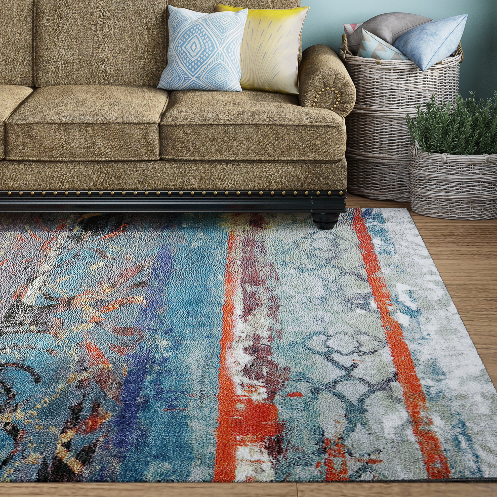 World Menagerie Vermont Blue/Red Area Rug & Reviews Wayfair