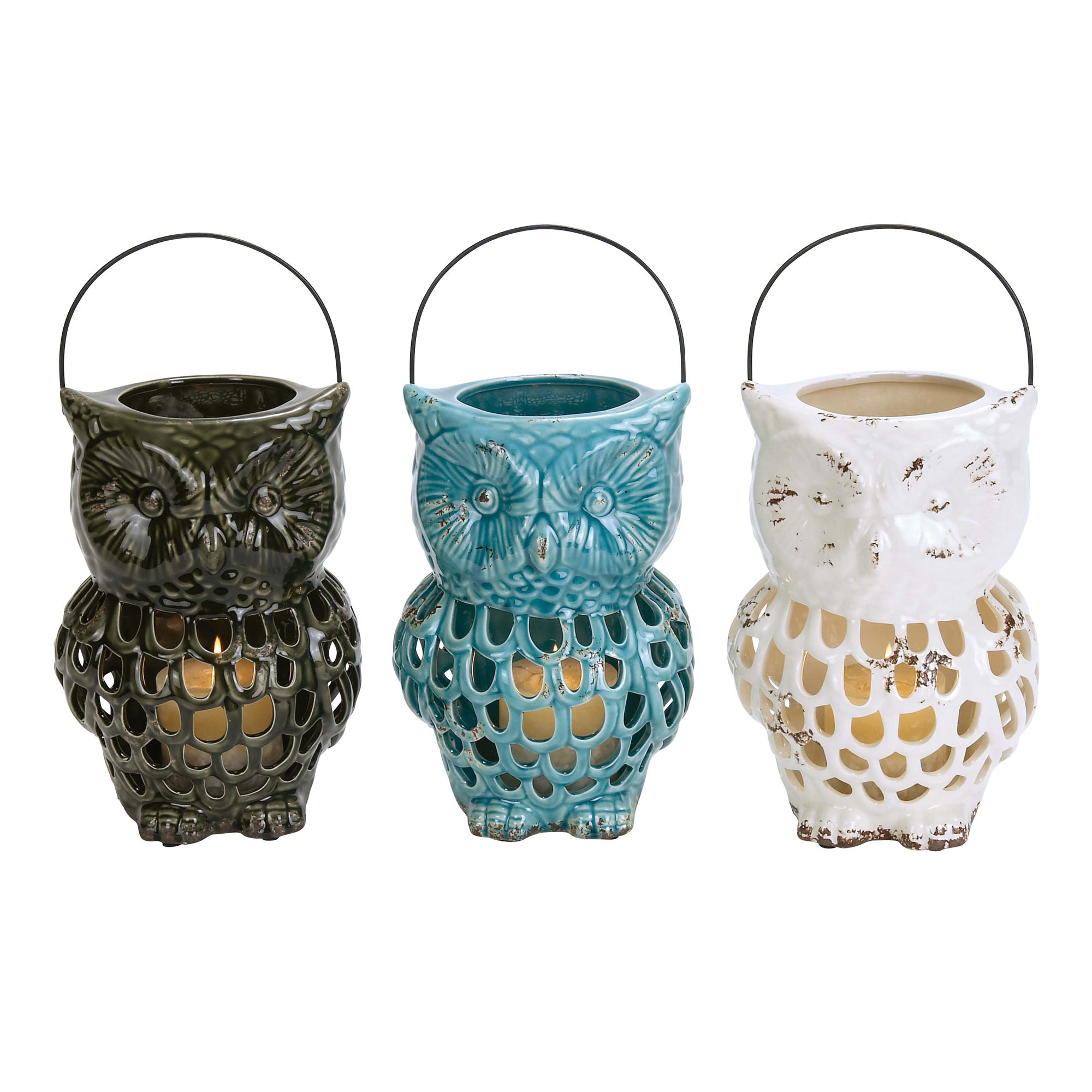 Woodland Imports Owl Ceramic Lantern Wayfair