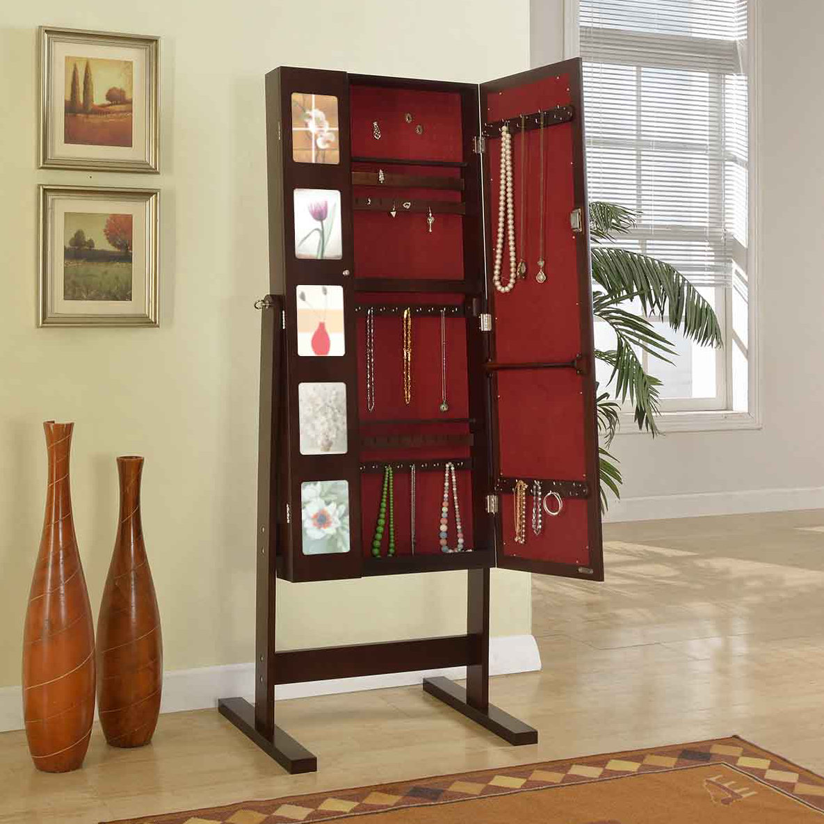 Artiva USA Deluxe Double Doors Jewelry Armoire with Chevor ...