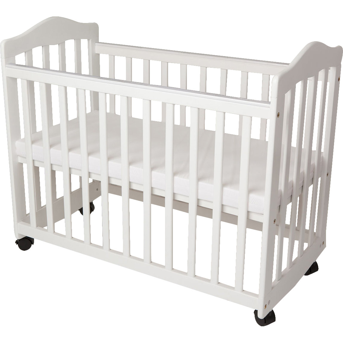L.A. Baby Bedside Manor Compact Cradle Convertible Crib with Mattress