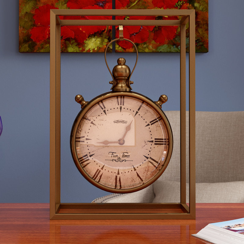 Three Posts Metal Table Clock & Reviews Wayfair