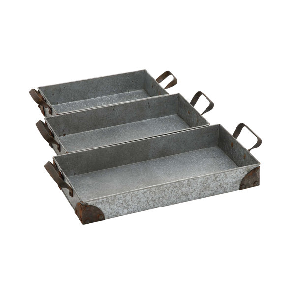 Woodland Imports 3 Piece Impressive Amazing Metal Tray Set & Reviews