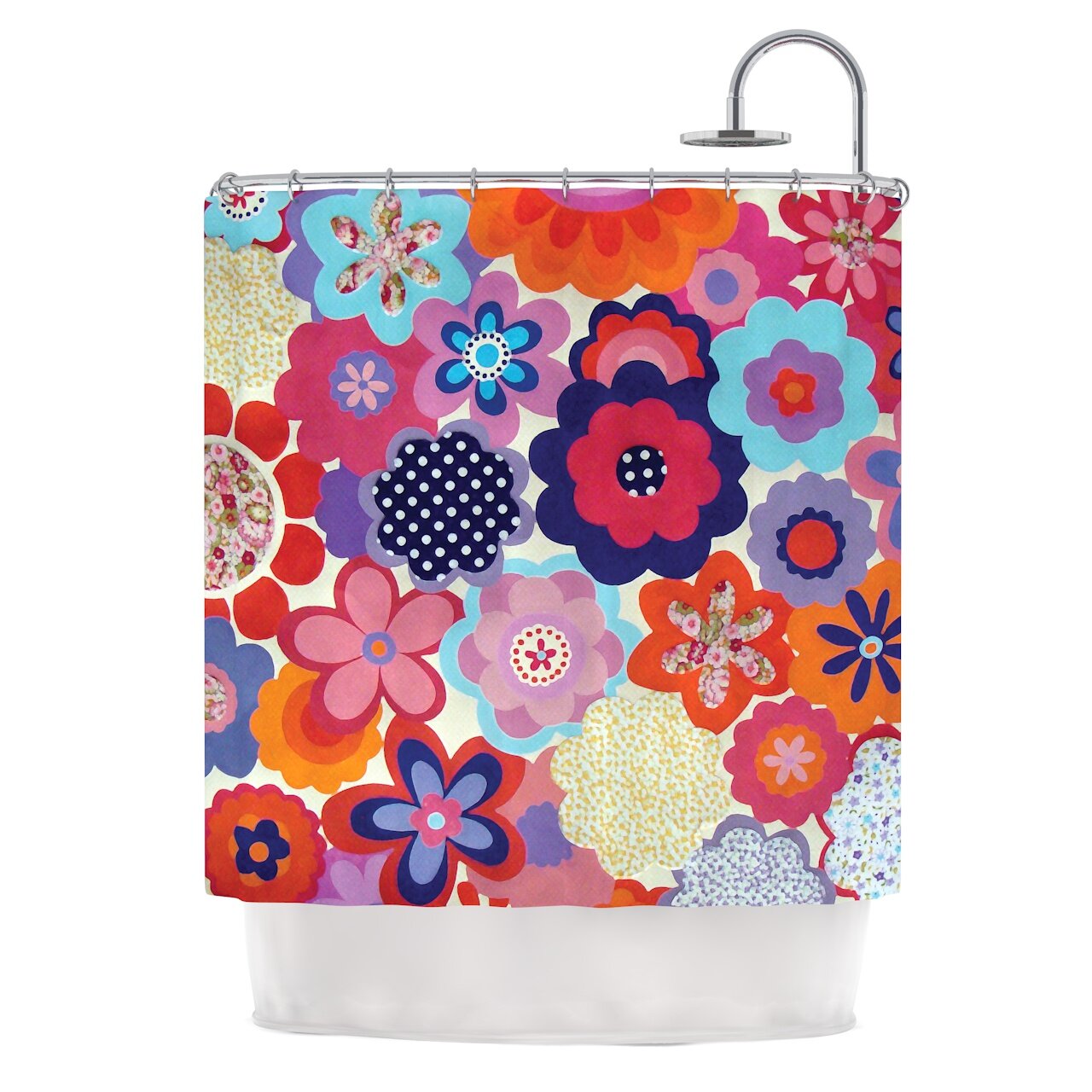 KESS InHouse Patchwork Flowers Shower Curtain | Wayfair