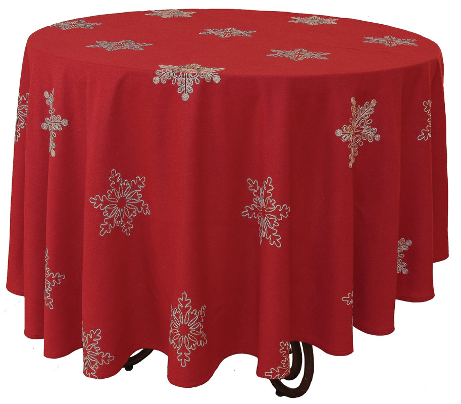 Xia Home Fashions Snowy Noel Embroidered Snowflake Christmas Round