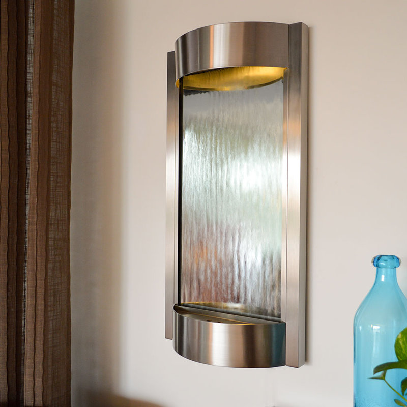 Bluworld Contempo Metal/Glass Falls Luna Fountain with LED ...