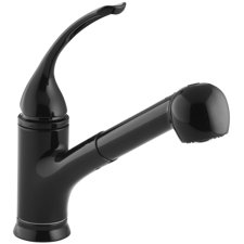 Black Kitchen Faucets You'll Love | Wayfair - Coralais Single-Hole or Three-Hole Kitchen Sink Faucet with Pullout  Matching Color Sprayhead