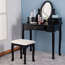 Bedroom & Makeup Vanities You'll Love | Wayfair Vanity Set with Mirror