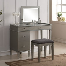 Bedroom & Makeup Vanities You'll Love | Wayfair Balamore 2 Piece Vanity Set with Mirror