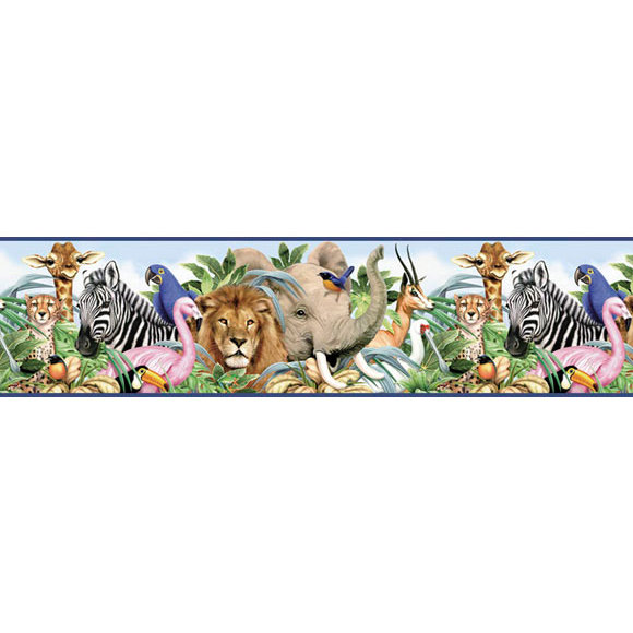 4 Walls Jungle Animals Free Style 12&rsquo; x 6" Wildlife Border Wallpaper