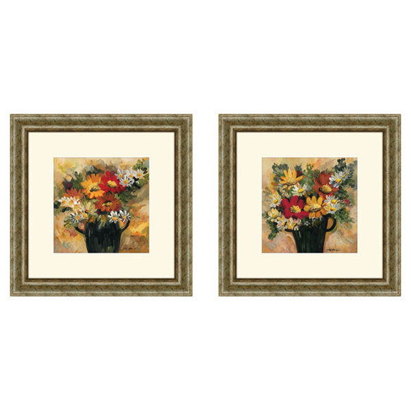 PTM Images "Floral Daisy Dynamic" 2 Piece Framed Painting Print Set