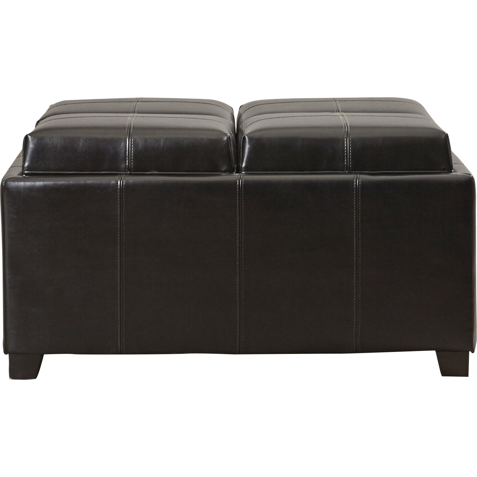 House of Hampton Dandridge Leather Tray Storage Ottoman & Reviews Wayfair