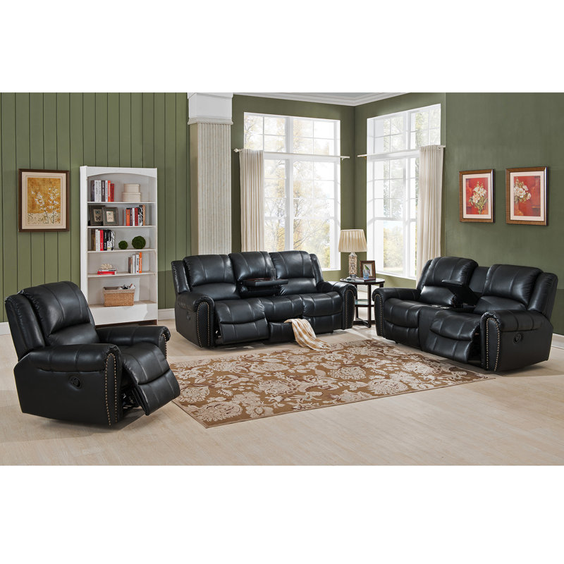 amax houston 3 piece leather recliner living room set | wayfair amax houston 3 piece leather recliner living room set | wayfair