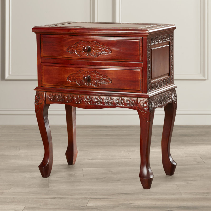 International Caravan Carved Wood 2 Drawer Nightstand & Reviews Wayfair