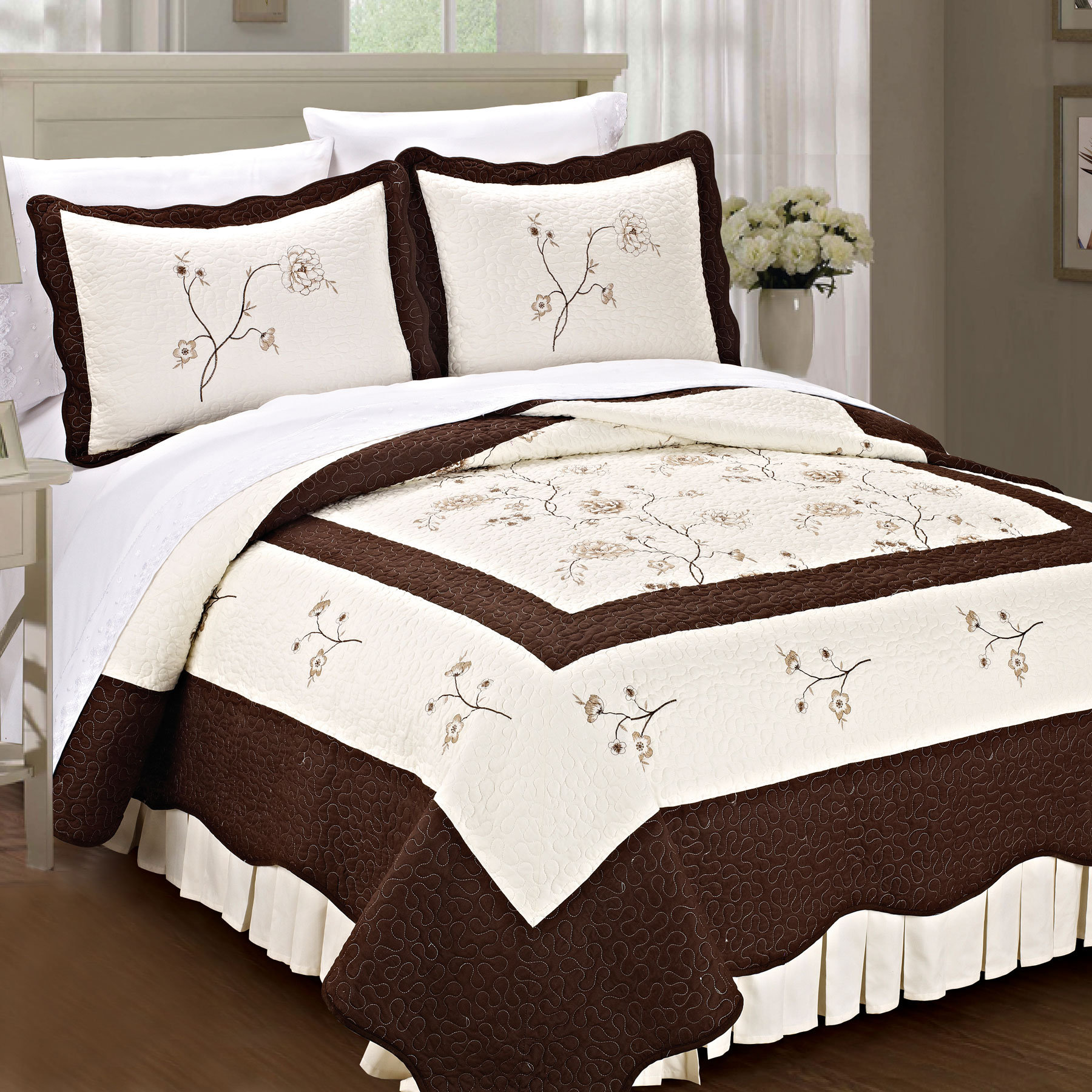 Serenta Spring Flowers Quilted 3 Piece Coverlet Set & Reviews Wayfair