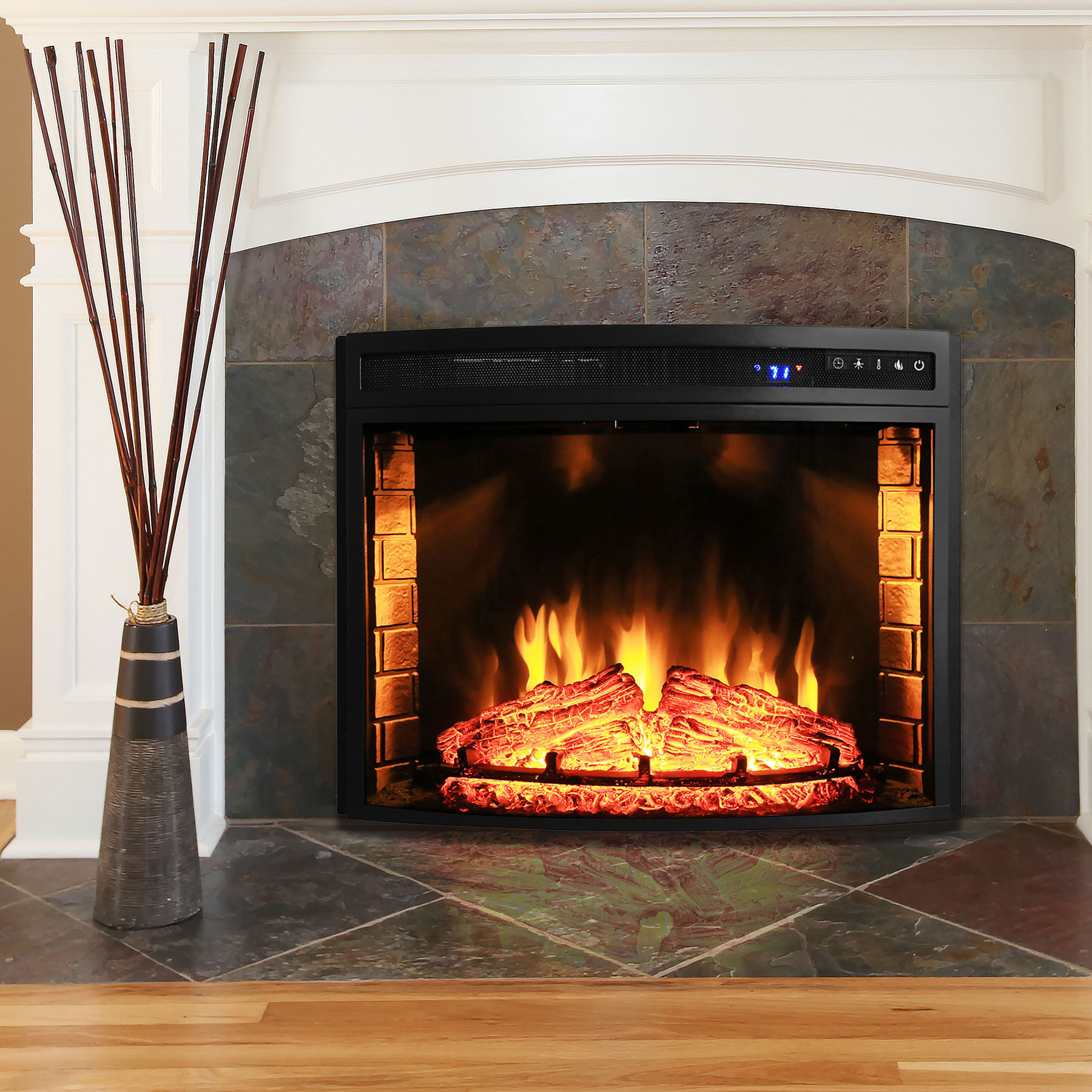 AKDY Curved Wall Mount Electric Fireplace Insert & Reviews Wayfair