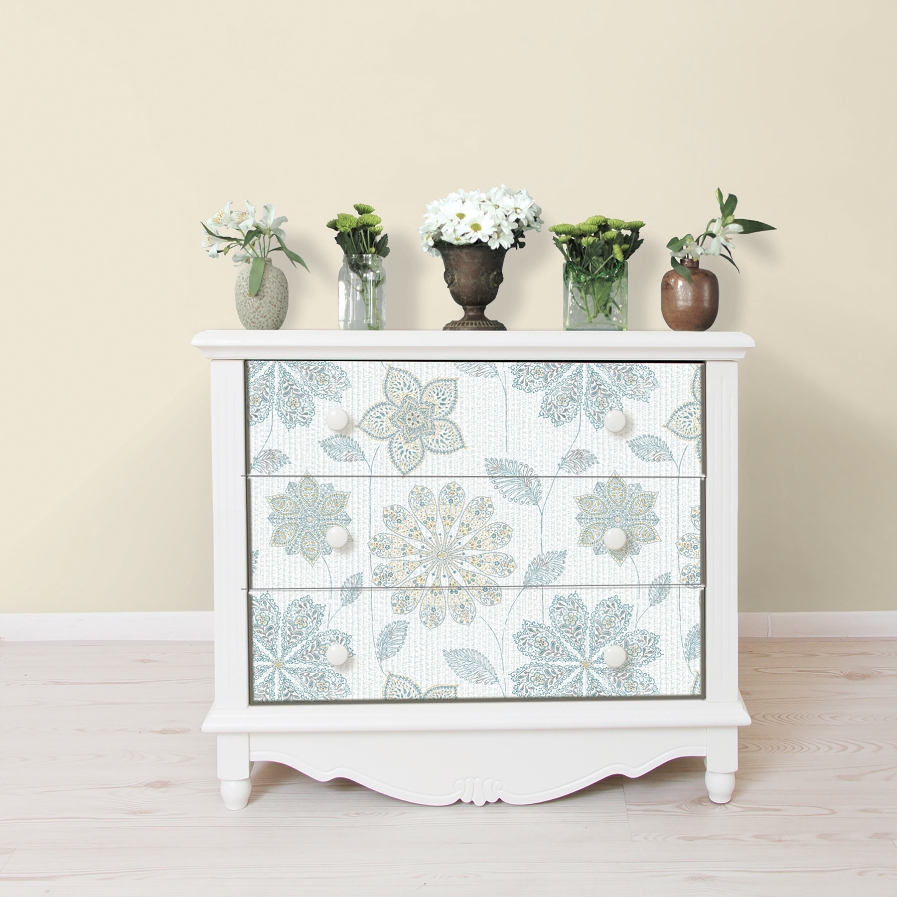 WallPops! Nu 18' x 20.5" Gypsy Floral Blue / Green Peel ...
