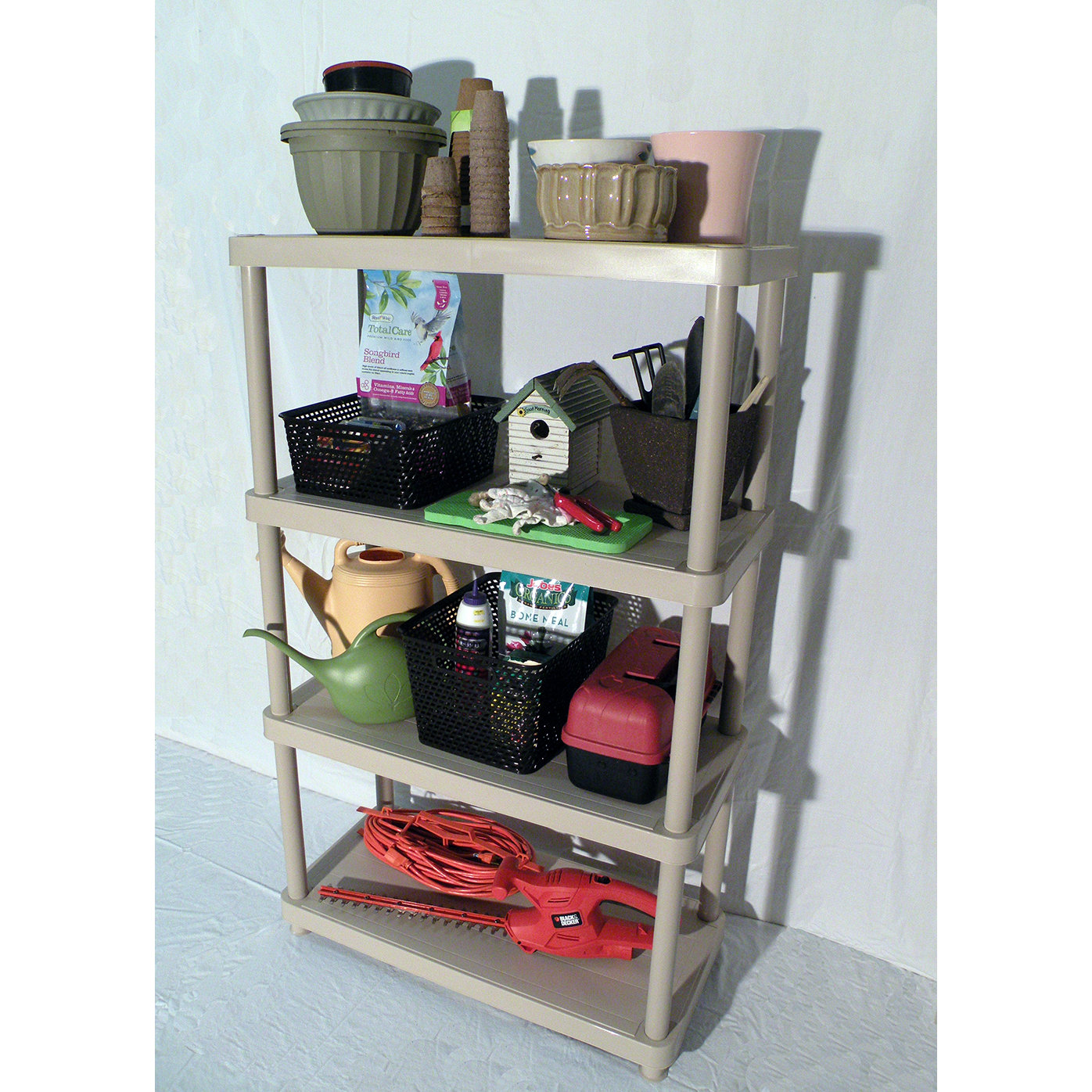 Keter Freestanding Plastic Storage 54.5" H Four Shelf Shelving Rack