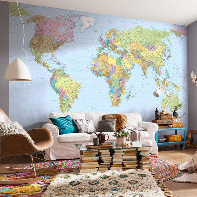 World Map Wall Mural wallpops! komar world map 12.08' x 98" wall mural & reviews | wayfair World Map Wall Mural wallpops! komar world map 12.08' x 98" wall mural & reviews | wayfair