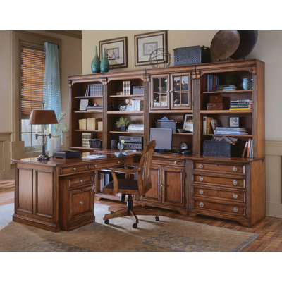 hooker furniture brookhaven modular l-shape desk office suite hooker furniture brookhaven modular l-shape desk office suite