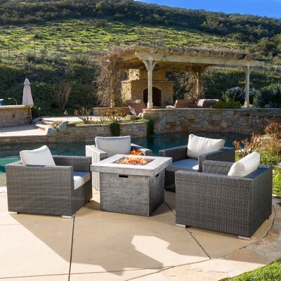 Brayden Studio Murillo 5 Piece Conversation Set with Fire Pit | Wayfair