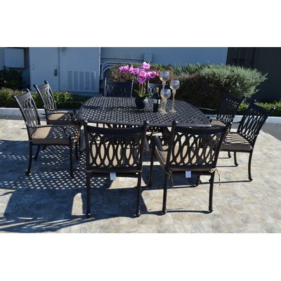 Grand Tuscany 9 Piece Dining Set with Cushions