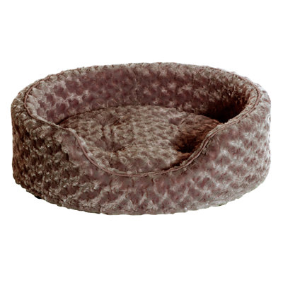 ultra furhaven removable plush oval pet bed magnifying glass