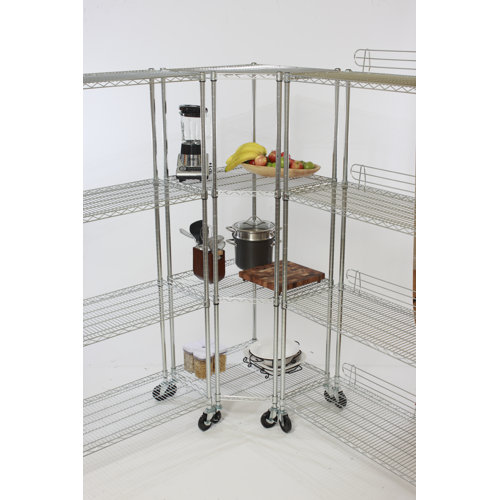 Trinity EcoStorage NSF Corner Wire Wheeled Corner 77" H 4 Shelf