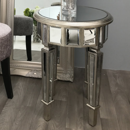 Vintage Mirrored Side Table Furniture Round Antique Silver Lamp Table eBay