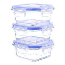  Go Green Glasslock Elements 3-Piece Food Storage Container Set (Set of 3)  Kinetic 