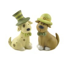 2 Piece Dogs with Irish Hats Figurine Set  Blossom Bucket 