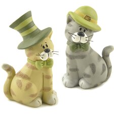  2 Piece Cats with Irish Hats Figurine Set  Blossom Bucket 