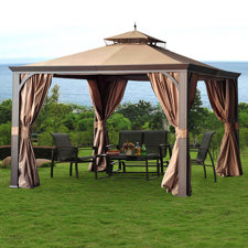  Monaco 12 Ft. W x 10 Ft. D Metal Permanent Gazebo  Sunjoy 