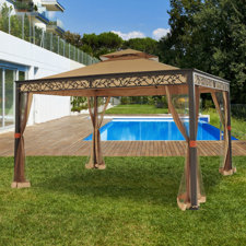  Ayla Panel 10 Ft. W x 12 Ft. D Metal Permanent Gazebo  Sunjoy 