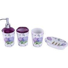  Hydrangea 4-Piece Bathroom Accessory Set  Shall Housewares International 