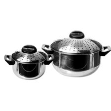  4 Piece Pasta Pots Set - 6Qt and 2Qt Pots  Imperial Home 