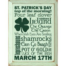  St. Patrick's Day Wordle Textual Art Plaque  Sawdust City 