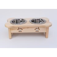 Carved Paws Double Bowl Elevated Feeder